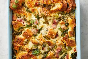 Bagel Strata with Asparagus and Ham