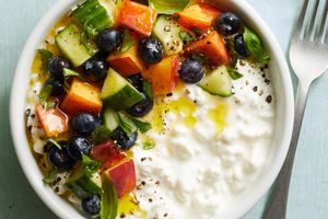 Basil Fruit Salad with Cottage Cheese